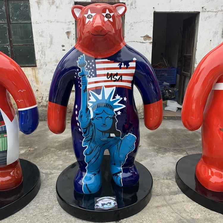Animal model cartoon bear Statue of custom Animal model decorations for sale Statue of custom Gift manufacturers  Colorful doll