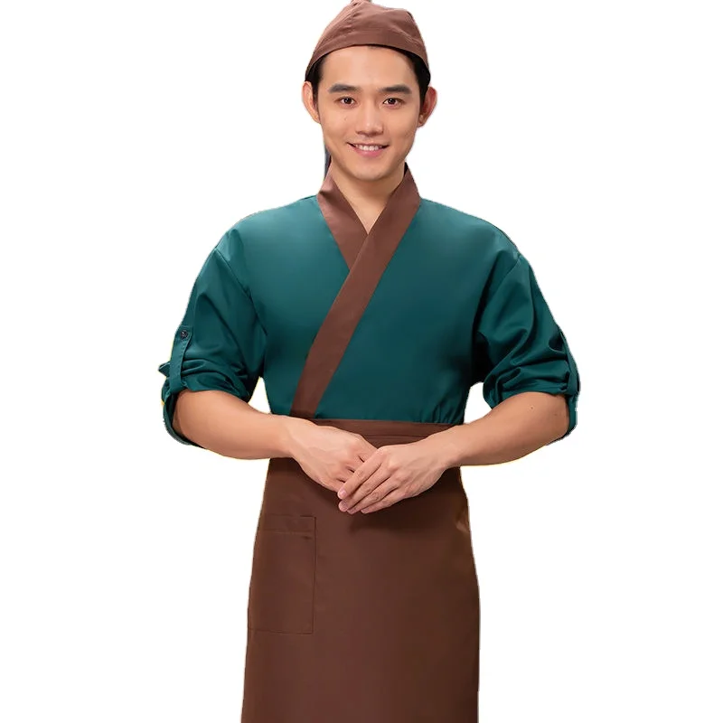 
Restaurant Chef Jacket suit Unisex Sushi Chef Jacket Japanese Kitchen Uniform Sushi Workwear Coat 