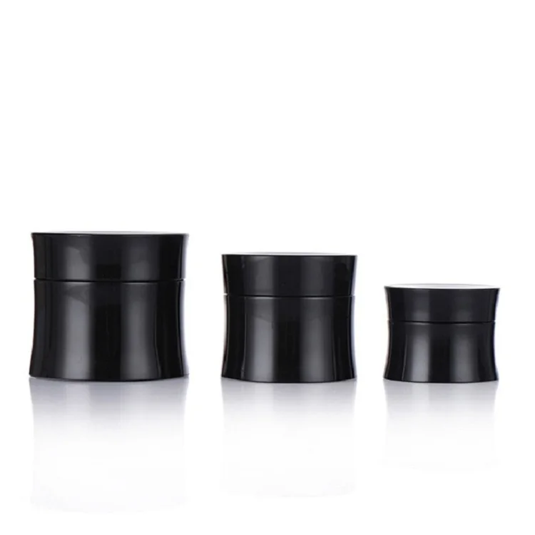 15g 30g 50g Black Plastic Pot Empty Elegant Tight Waist Design Cosmetic Gel Packaging Refillable Bottle Cream Jar Container