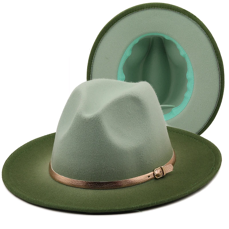 Aotemao New fashion polyester/cotton unisex wide brim felt fedora panama ladies custom womens ombre fedora hats