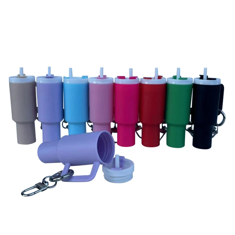 Popular Wholesale Price Mini 40oz Tumbler with Handle Shaped Pendant Plastic Cup Lipstick Chopstick Holder KeyChain Ornaments