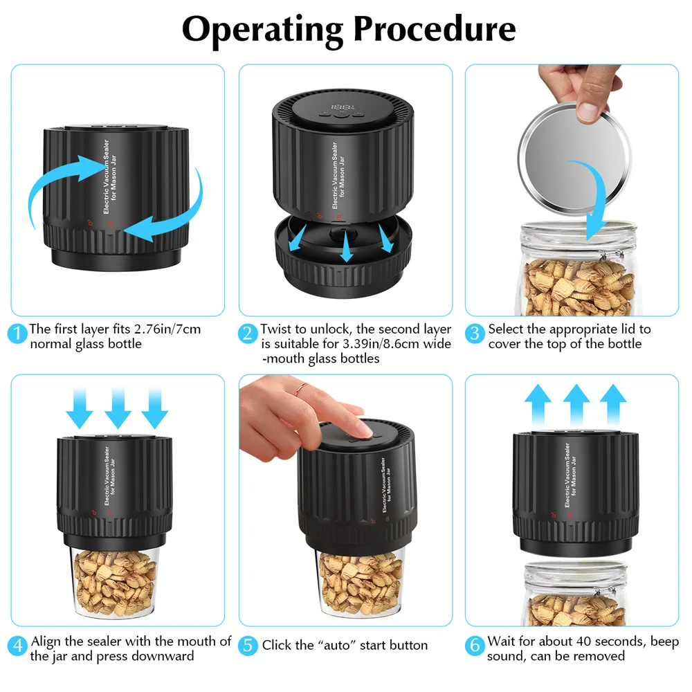 Electric Jar Mason Vacuum Sealer, Mason Jar Sealer Vacuum, Electric Mason Jar Vacuum Sealer Kit For Wide Mout