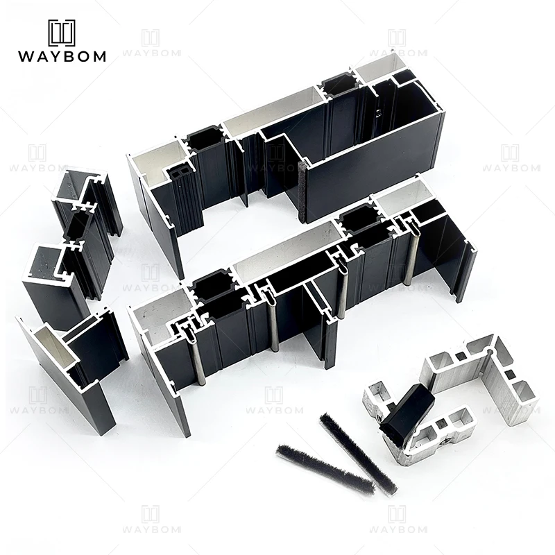 Waybom New product noiseless double glass exterior aluminum sliding doors patio thermal break 200 Aluminum sliding profile