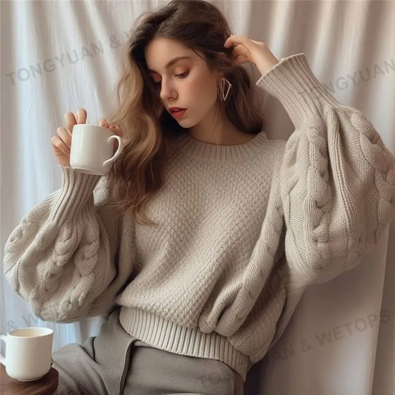 2023 Women Spring Autumn Casual Knitted Sweaters 2023 Fashion Ladies Jersey Sweater