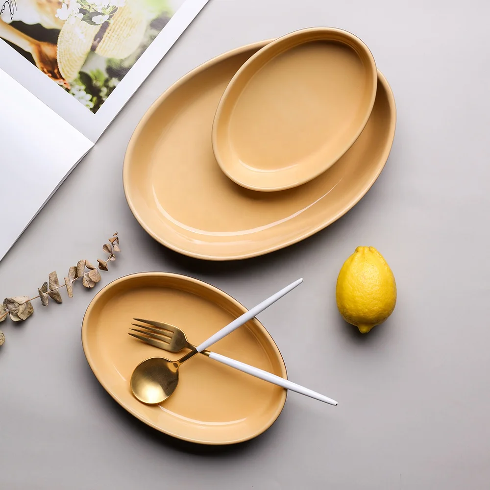 Различные размеры, коричневые и бежевые цвета, глазурованная керамическая глубокая овальная тарелка, Сырная выпечка для ресторана, отеля, кухни