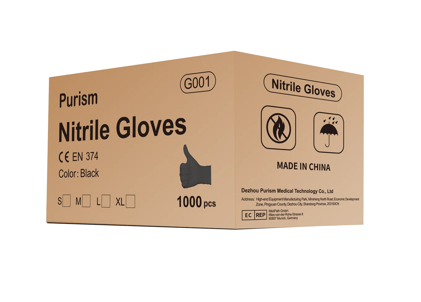 Black disposable nitrile gloves Protective EN374 glove