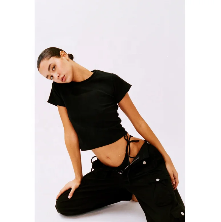 2023 Summer Baby Tee Y2k Crop tops Tee Shirt Sexy Thin Blank shirt For Woman 100% Cotton Breathable High Quality plain T-shirt