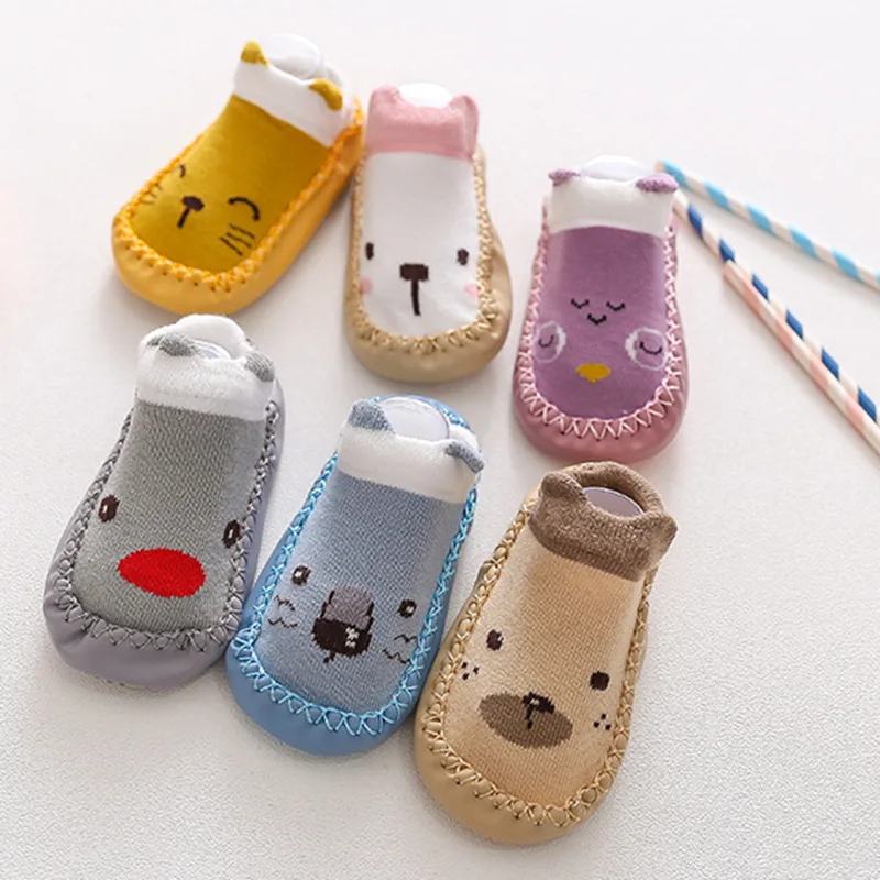 New Children Autumn Leather Baby Children Soft Shoes Socks Pure Cotton Non-Slip Toddler Floor Socks