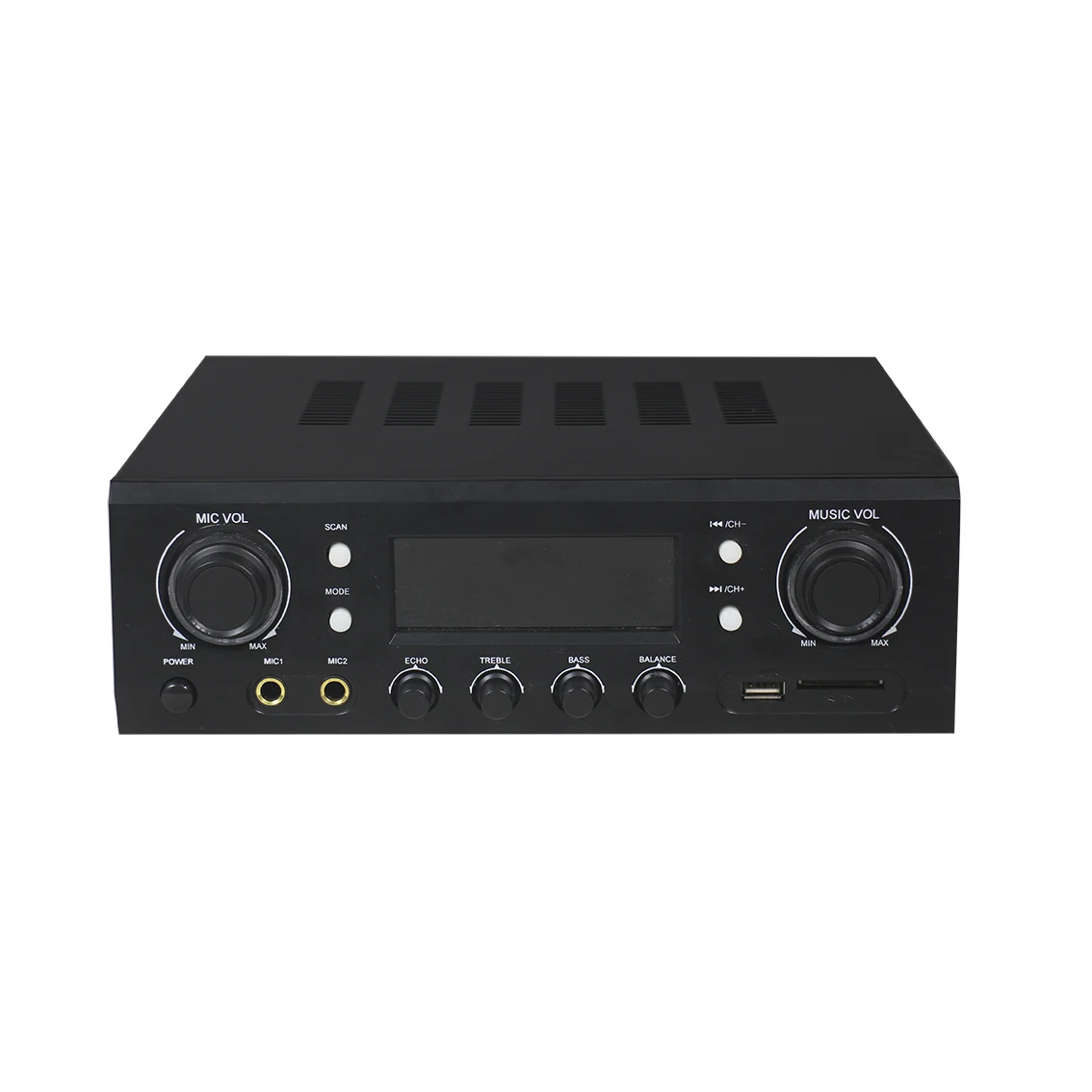 2*70W Home Audio Receiver Music Player Bluetooth Amplifier with Phono, Coaxial, FM Radio, USB SD Card Readers, Karaoke Mic Input