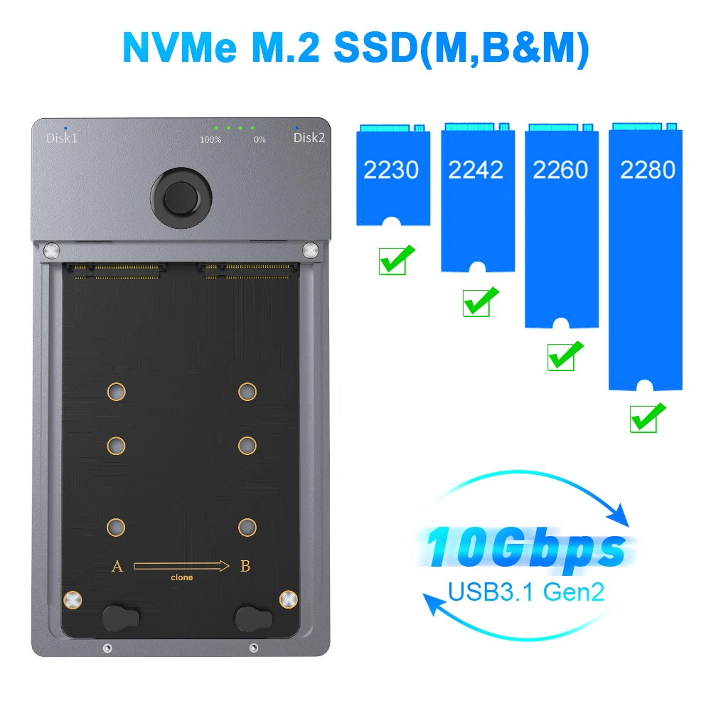 Портативный oem алюминиевый внешний жесткий диск считыватель M.2 NVME ssd