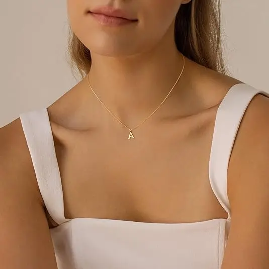 Foxgirl Gold Initial Necklaces for Women Girls, Dainty Gold Letter Necklace Tiny A-Z Pendant Choker Necklace Trendy Cute Persona