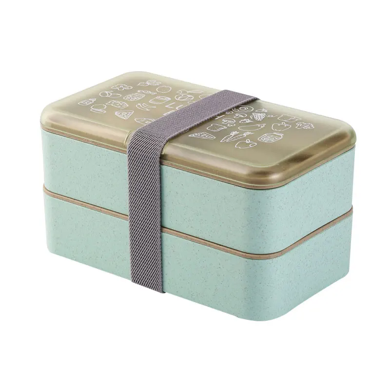 Wheat Food Grade Lunch Box Double Layer Compartment Japanese Tiffin Box Food Packaging Containers Plastic