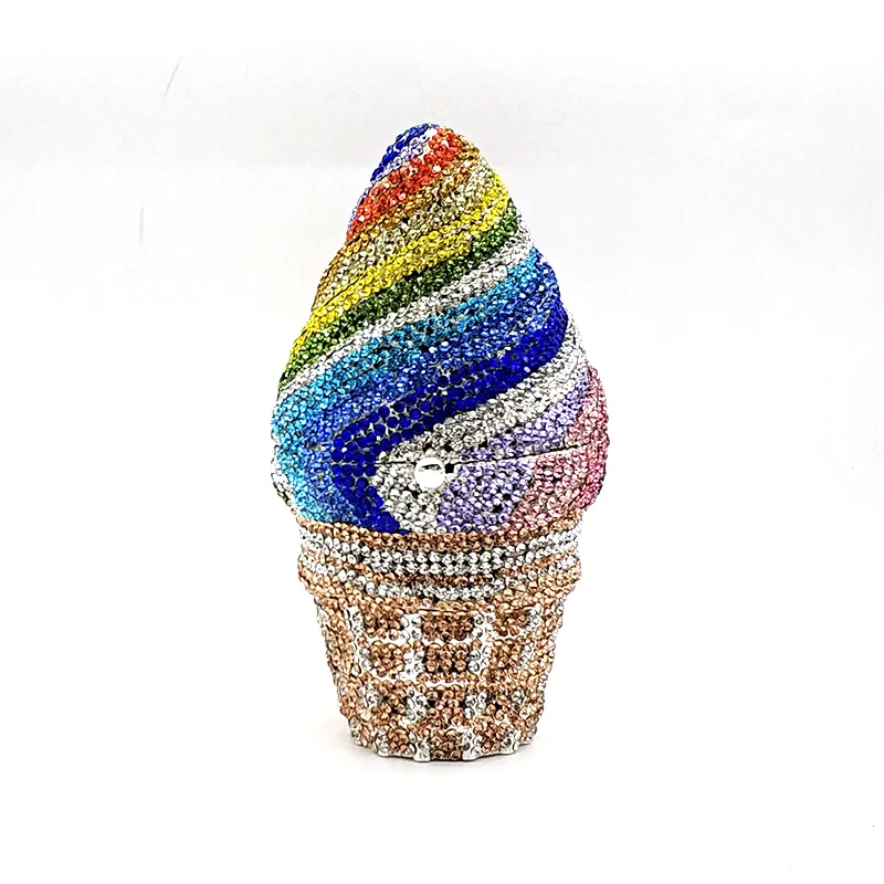 Guangzhou wholesale classical funny ice cream crystal bag women evening party purses bridal wedding clutches