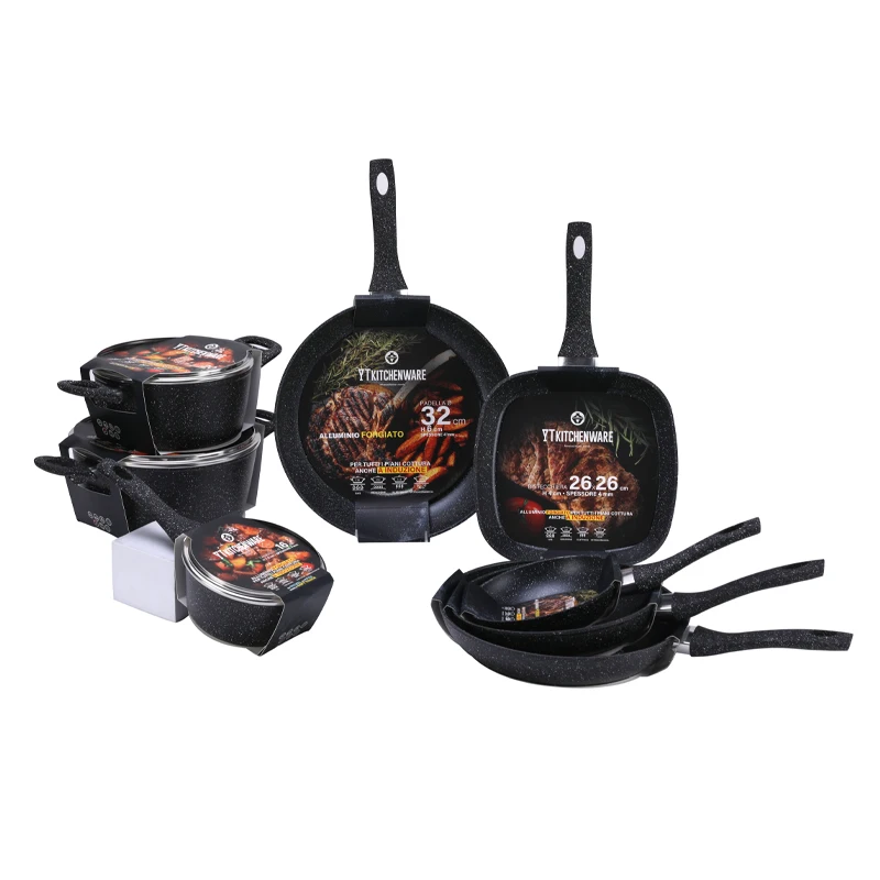 New Design Aluminum Alloy 3003 Eco Pan Cookware Marble Coating Mexican Stone Coated Cookware