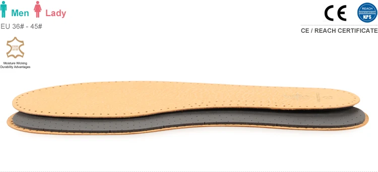 Sheepskin Genuine Leather material comfortable deodorant anti-sweat shoe insole for ladies/men