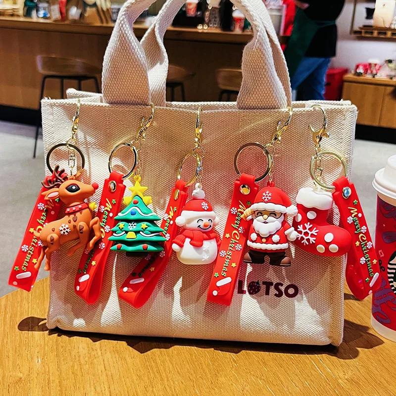 Брелок «Счастливого Рождества» с мультяшным изображением Санта-Клауса лося снеговика брелок для женщин детский подарок 2024 Новогоднее украшение