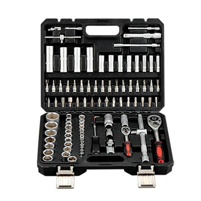 DIY Carbon Steel Socket Wrench Tool Set OEM Customizable Combination Repair Use 1-Year Warranty Case Box Packaging