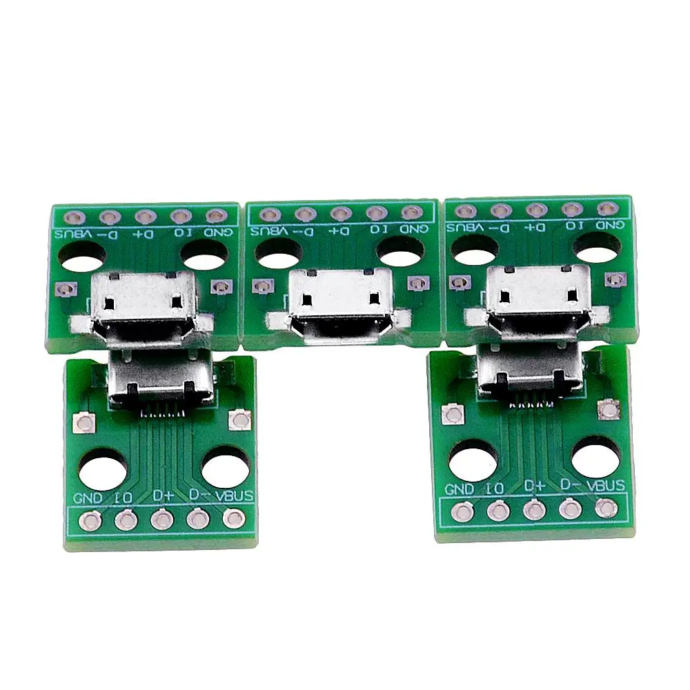 10PCS MICRO USB To DIP Adapter 5pin Female Connector B Type PCB Converter Breadboard Switch Board SMT Mother