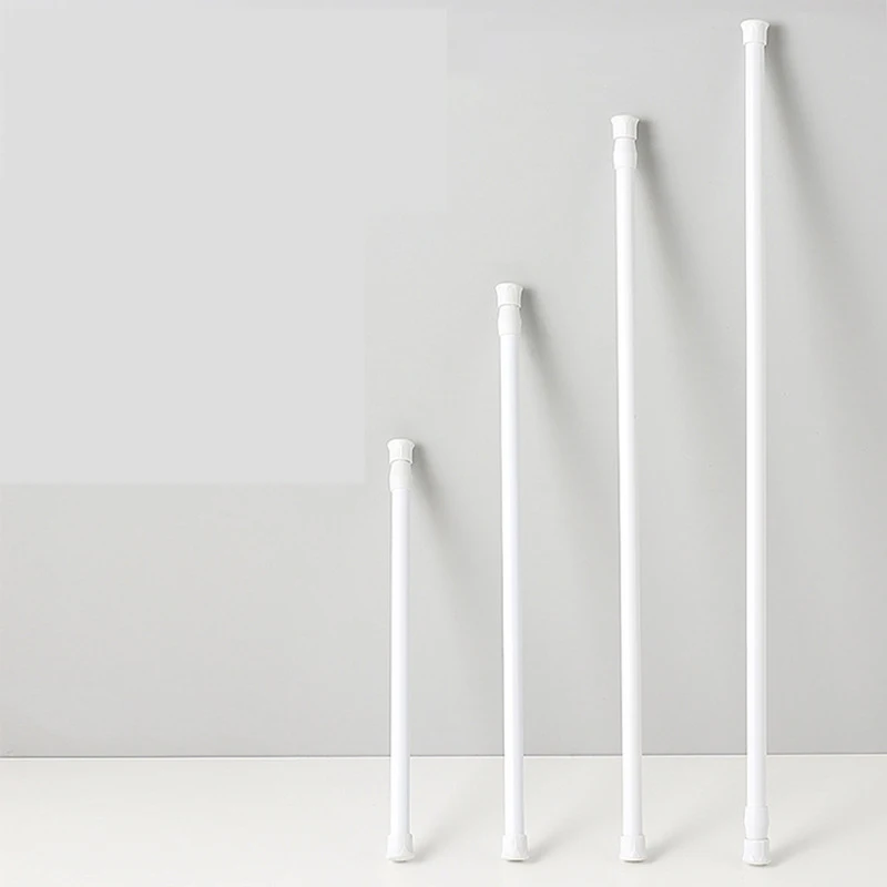 China Wholesale Bathroom Perforated Towel Storage Rack Expandable Curtain Rod Telescopic Pole Clamp