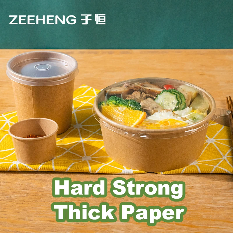 ZI HENG factory directly sale paper rice bowl disposable kraft paper bowl Salad Bowl for takeaway