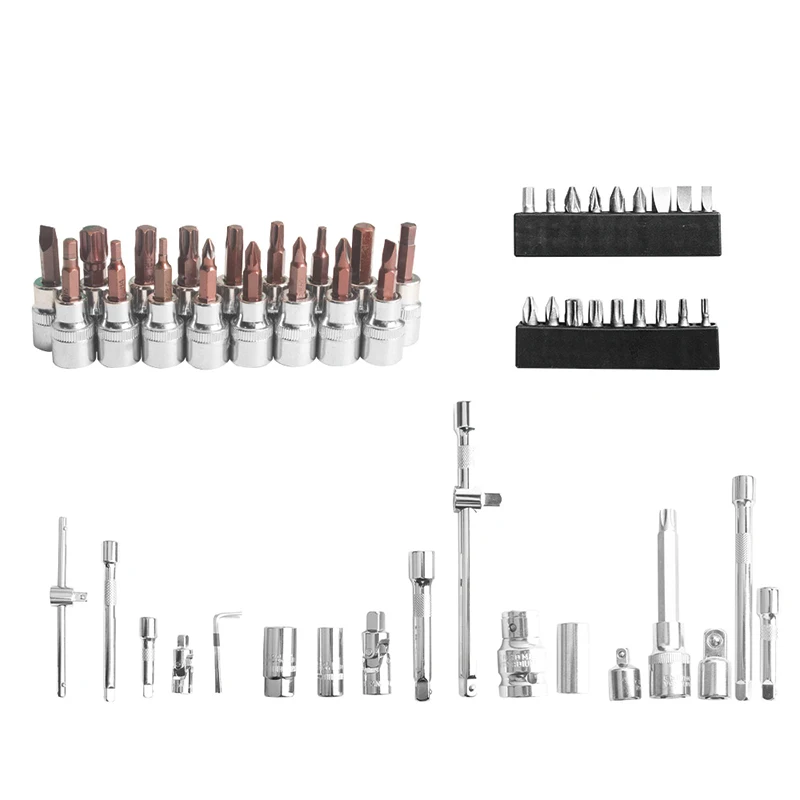108/121 Pcs Set Auto Repair Tool Box Ratchet Tire Disassembly Professional Mechanic Hand Tool Set With Box