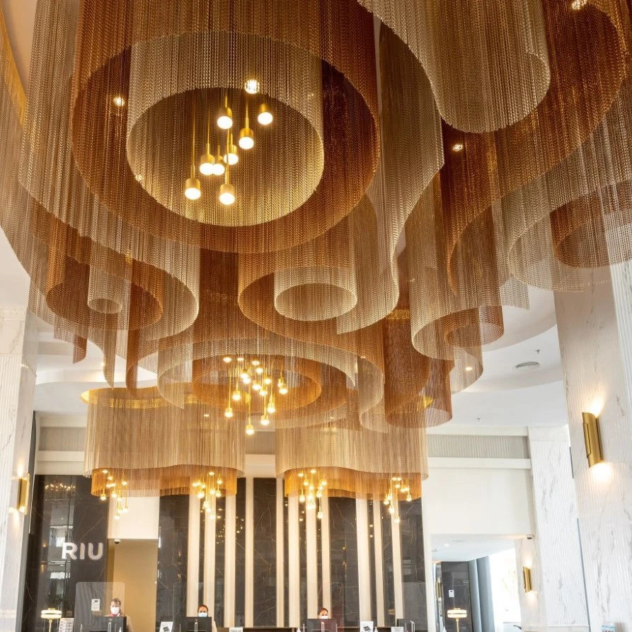 wholesale aluminum decorative link chain curtain for ceiling decoration