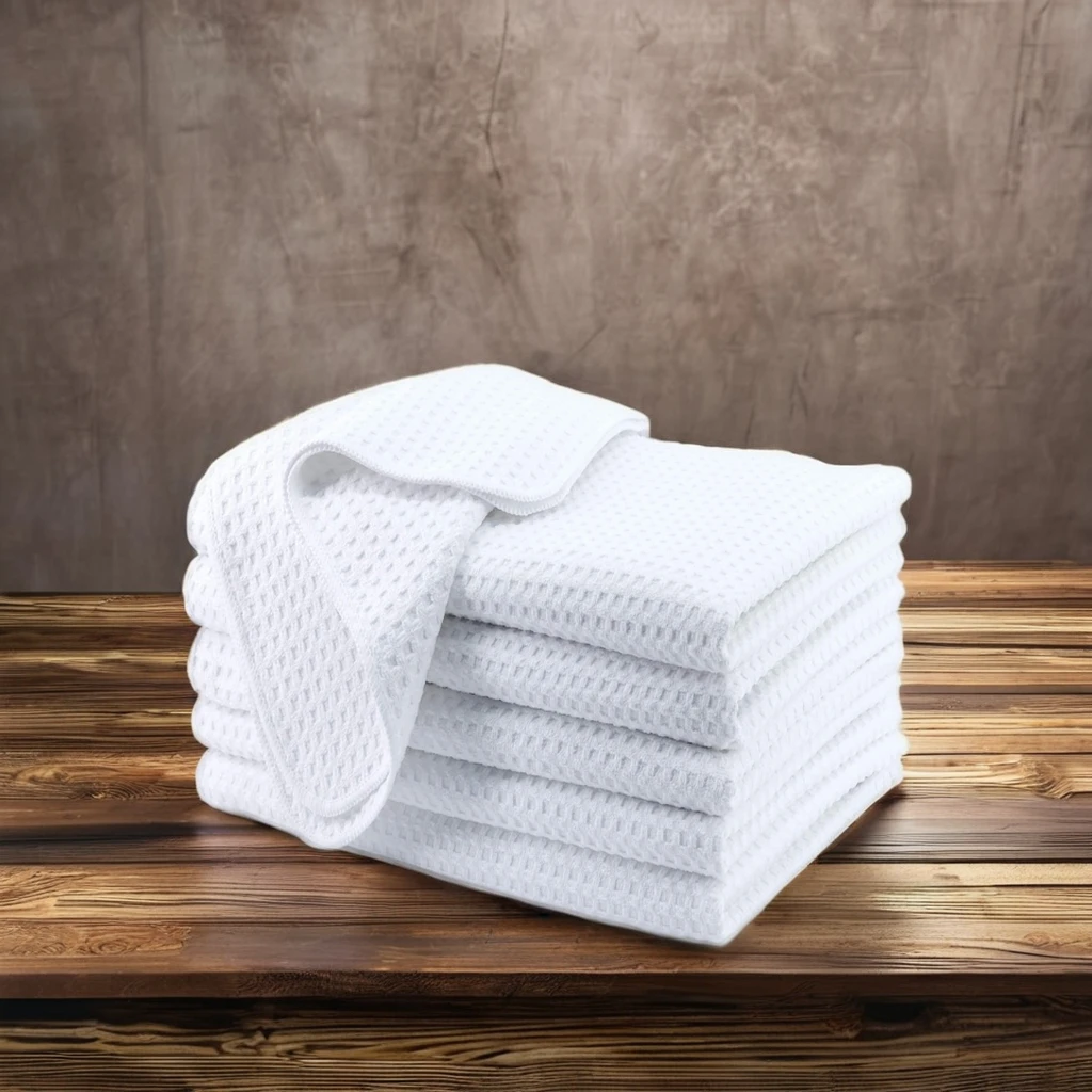 White Waffle Weave Microfiber Hand Towel for Kitchen Drying Good for Sublim Print towel