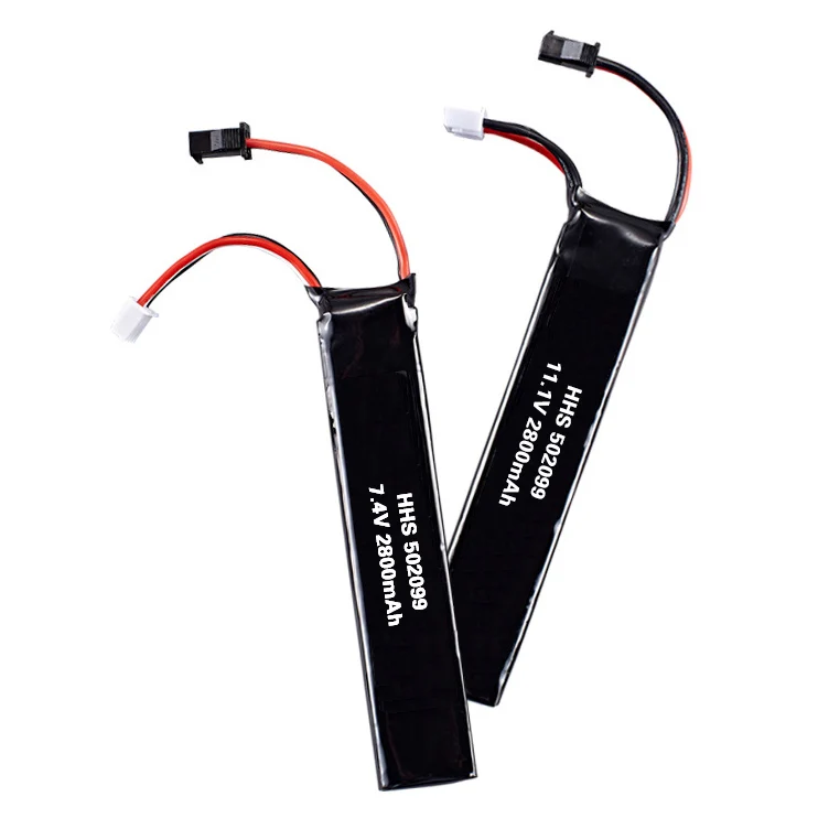 Toy water gun lithium battery 7.4V 11.1V 2800mAH 2000mAH lithium battery 502099 30C discharge SM black plug lithium battery