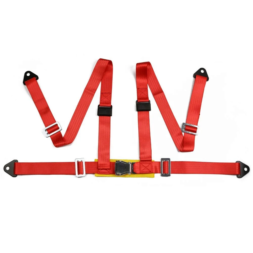 Racing Seat Belts Style Competition 4 Point Snap-In 2' Seat Belt Racing Harness Polyester Safety Belt With Camlock Red