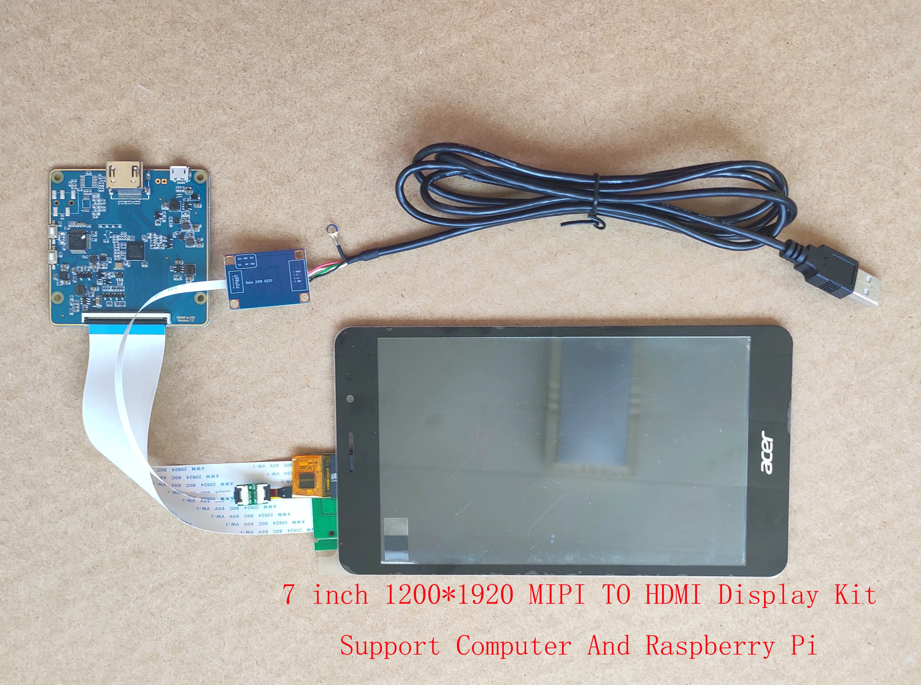 7inch HD IPS Display 1200*1920 MIPI LCD With Driver Board USB Touch Support Win7 8 10 Raspberry Pi 3  LT070ME05000