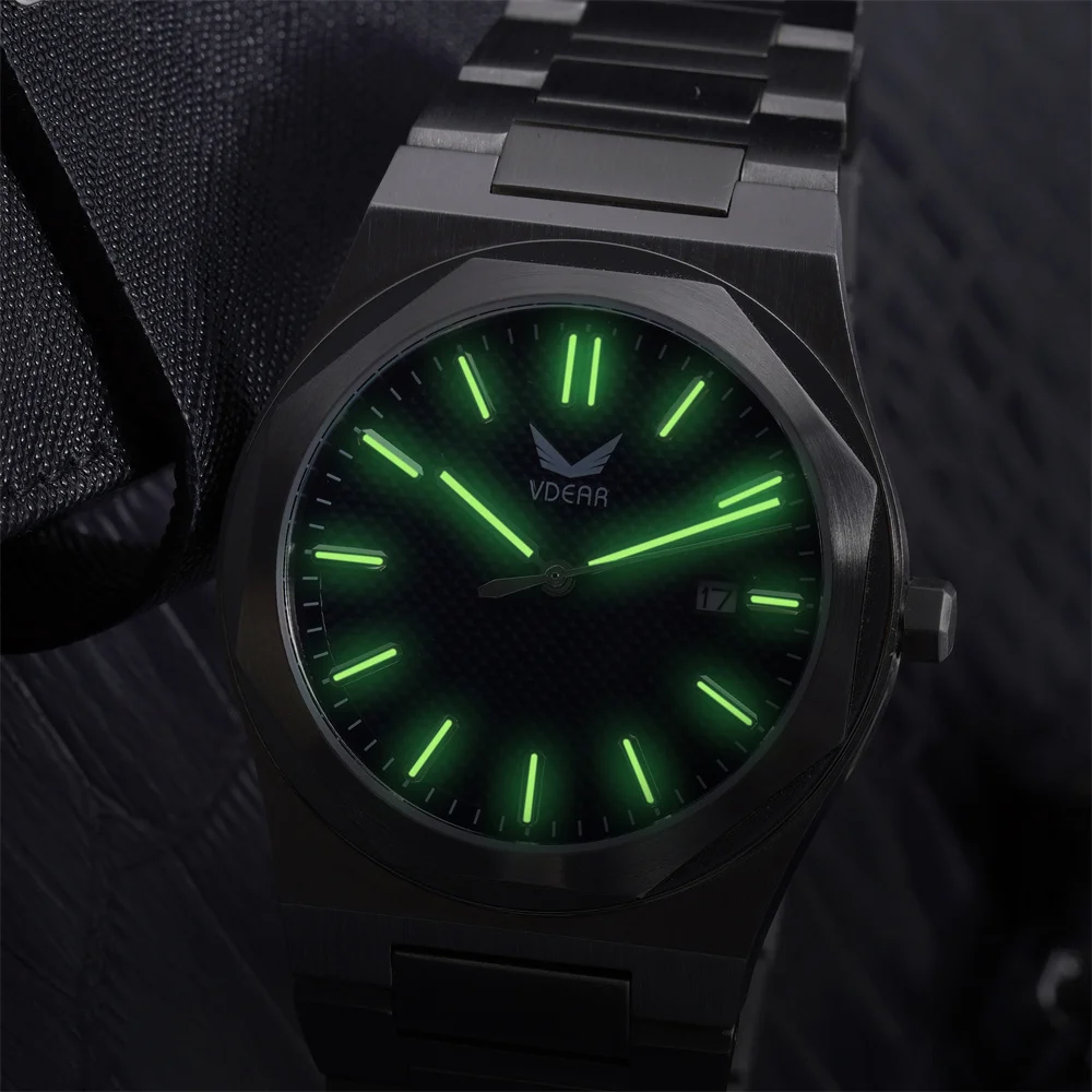 Classic Simple Lattice Pattern Dial Luminous Hands 316 Stainless Steel Luxury Gold Mens Watch Manufacture Montre