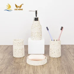 Bathroom gadgets Concrete Bathroom accessories set  modern cement  washroom accessories with terrazzo effect for hotel and ho