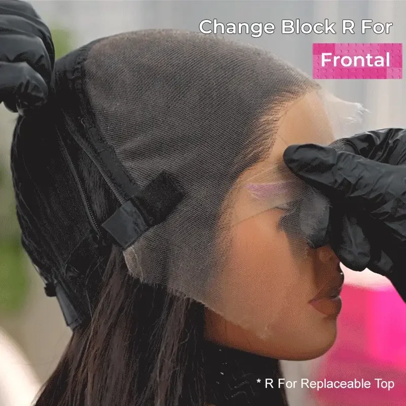 New Design Block R & B Replacement Wigs Magic Lace Wig Natural Black With Optional 13x6 Replaceable Lace Closure Block Wig