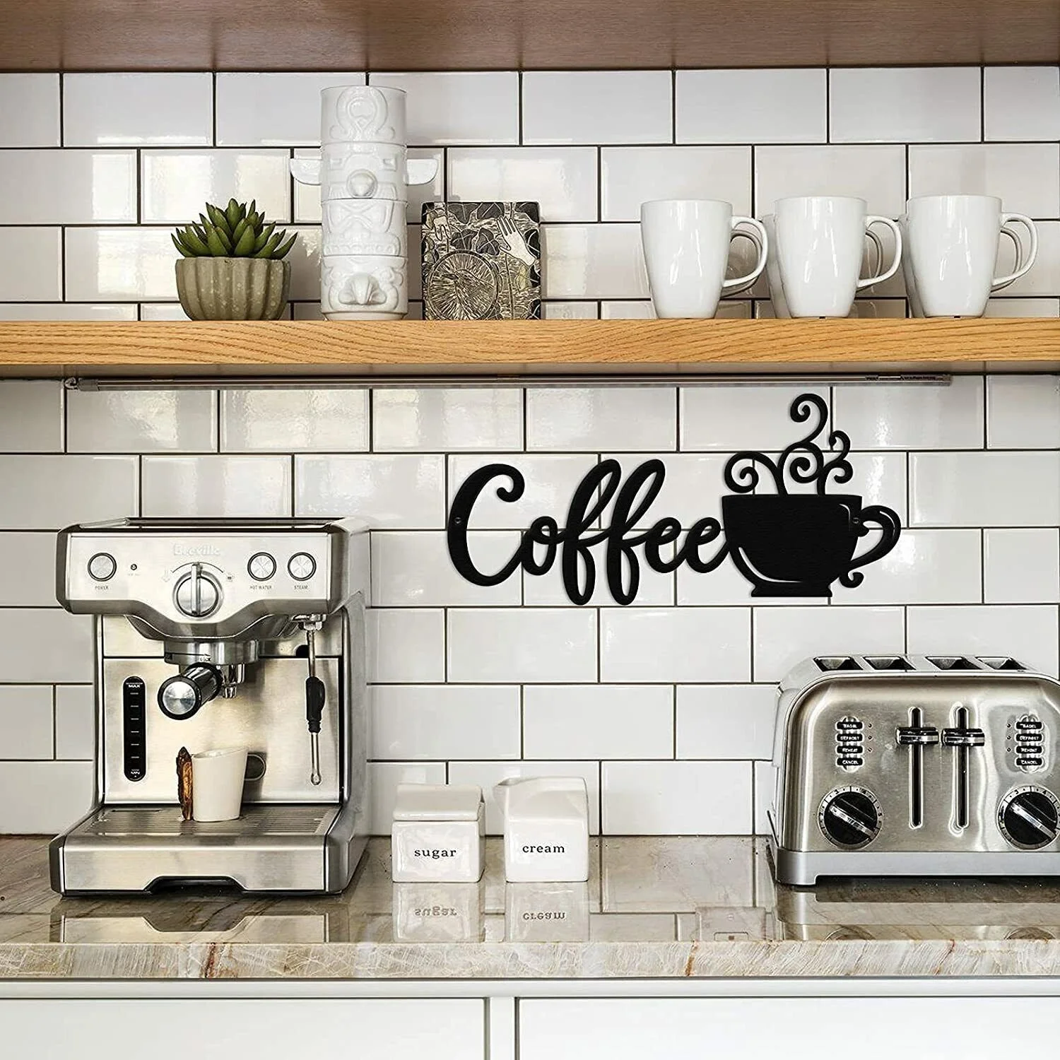 Wholesale Home Decor Coffee Pattern Metal Wall Art Black Wall Hanging Handicraft Elegant Still Life Design Wall Hanging Decor