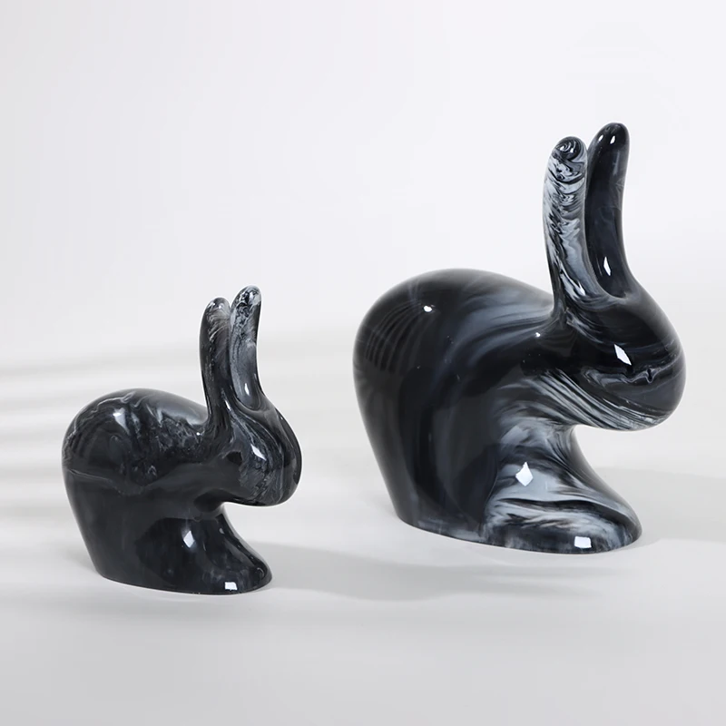 Customized wholesale modern polyresin crafts resin rabbit statues figurine sculpture for home decoration