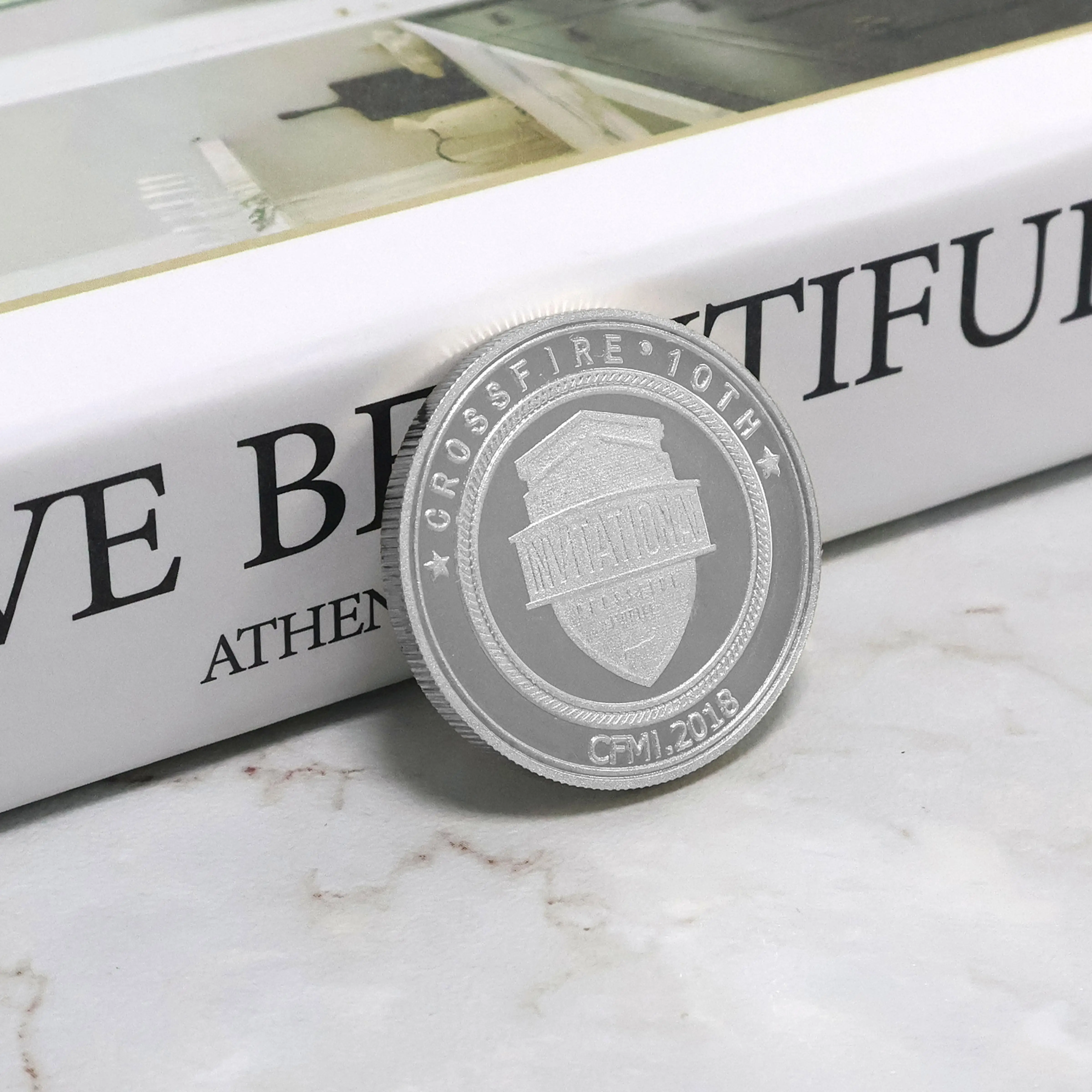 wholesale custom 1oz 999 Fine Silver double side embossed Metal Commemorative Maya Mexican Coin with arylic case