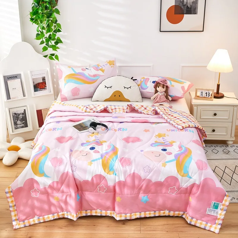 Wholesale Custom Luxury Printed Microfiber Cotton Cooling Fiber Quilt Quilts Floral Bedspreads Bedspread Sets For Summer Home