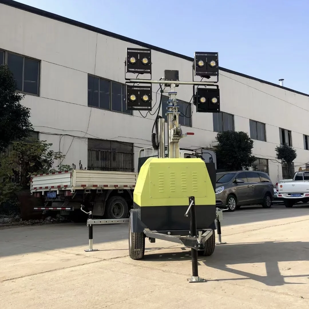 5 m 7 9 Portable Trailer Hand-lifting Mobile Lighting Tower Light CE EPA Euro5 Certified