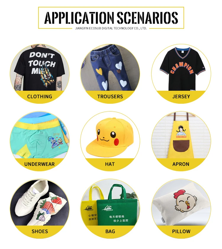 ECOSUB 2023 new A4 DTF film printed pattern DTF heat transfer pet film sheet for Digital Inkjet Printer