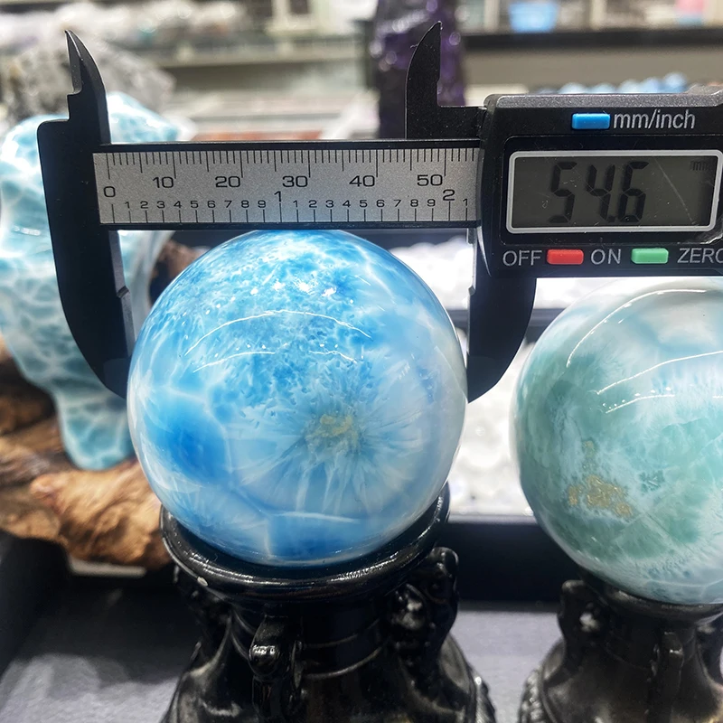 Dominica high Quality Big Size Natural Copper Pectolite Blue Larimar Ball Polished Larimar Spheres for home decoration