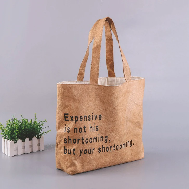 waterproof washable paper shopping tote tyvek bag with logo printed