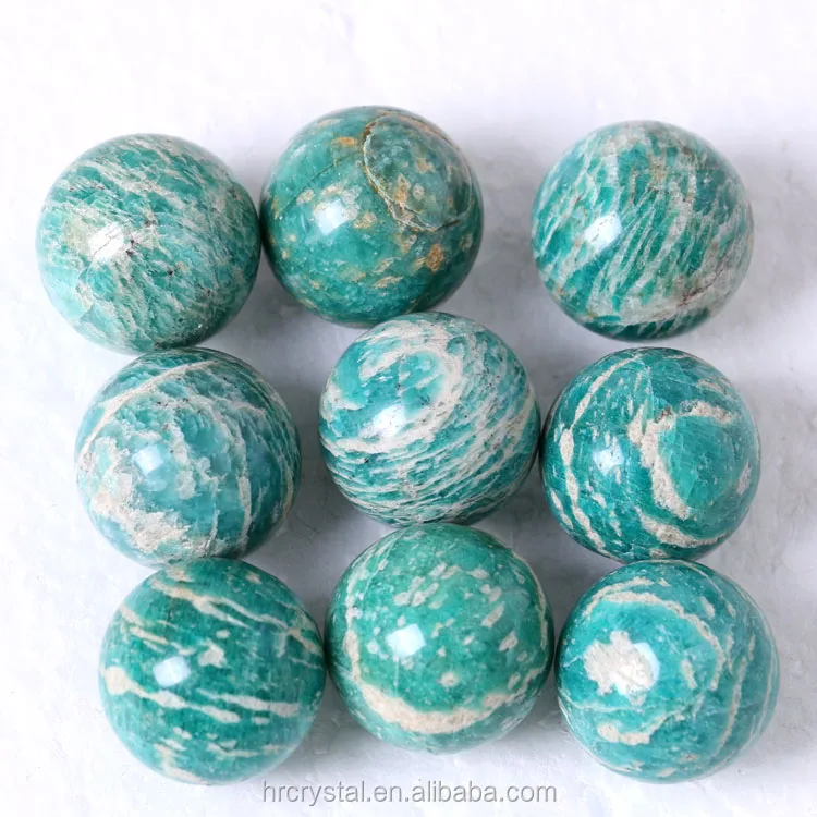 Semi-precious Stone Crafts Natural Mini Amazonite Beads Healing Quartz Crystal Beads Sphere
