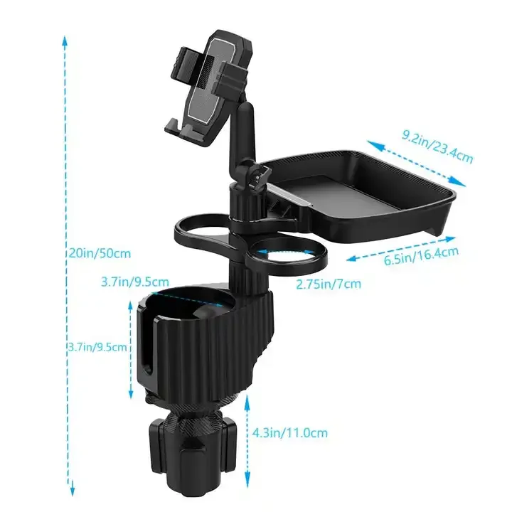Original design Multifunctional long neck car drink phone mount with food tray for car seat organizer with desk table holder