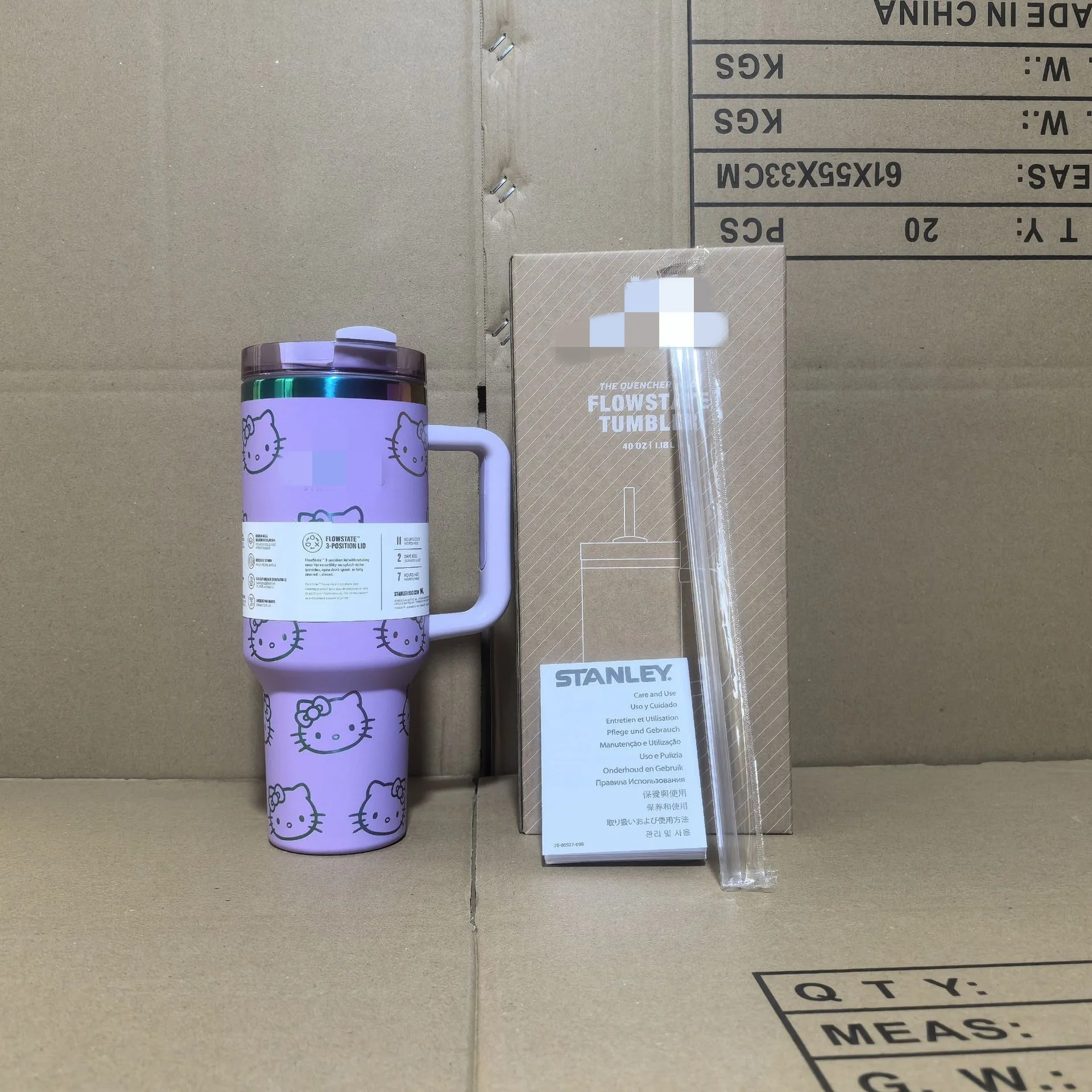 Hot Sale 40oz KT Cat Thermos Cup Creative Stainless Steel Double Layer Vacuum Mug Water Cup Handle Ice Master Car Mug