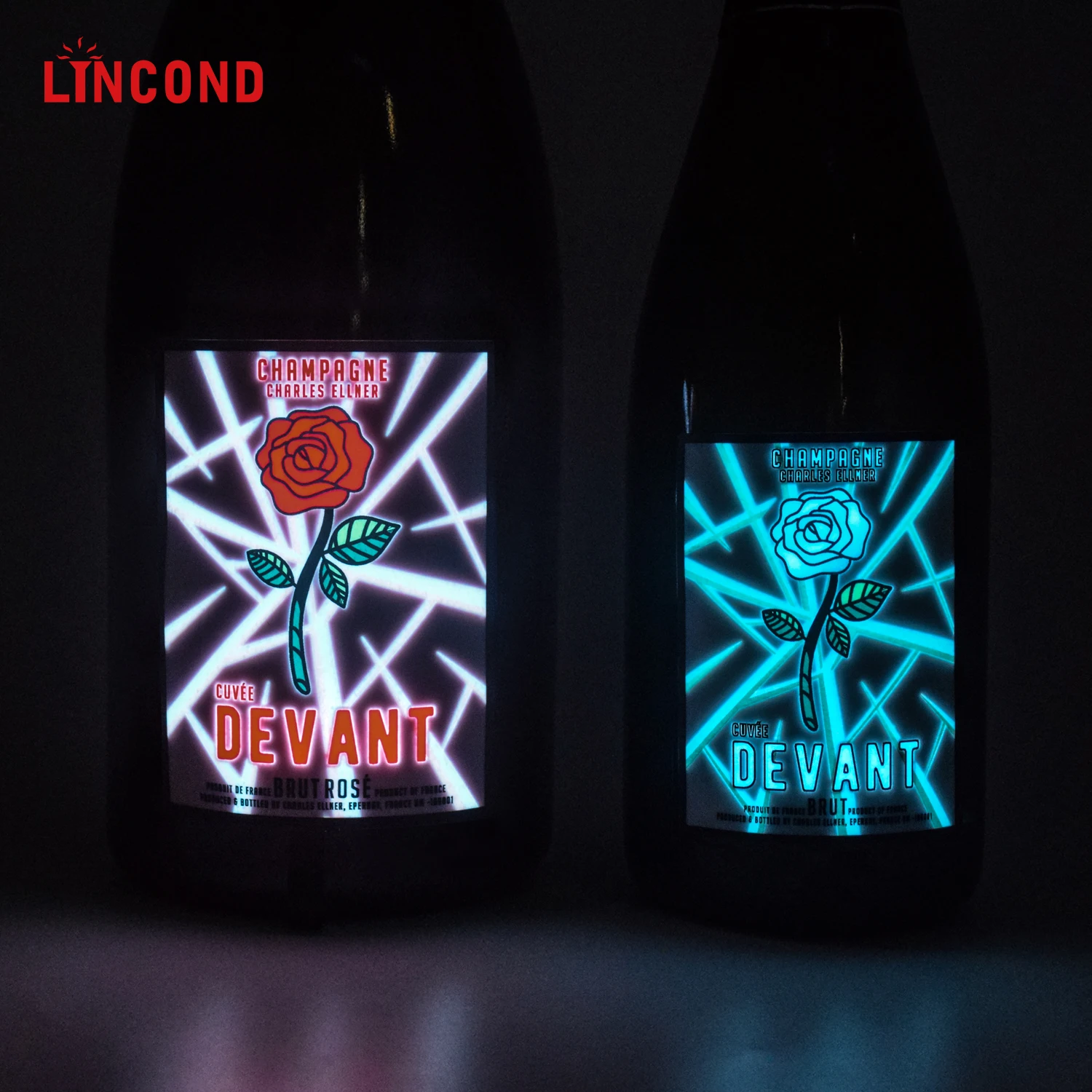 OEM EL label luminous bottle sticker waterproof light up wine Champagne bottle led Label flashing label
