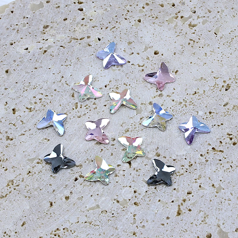 High Quality K9 crystal Fancy Stone butterfly Shape flat Back Rhinestones wholesale crystal For Nails jewelry accessories