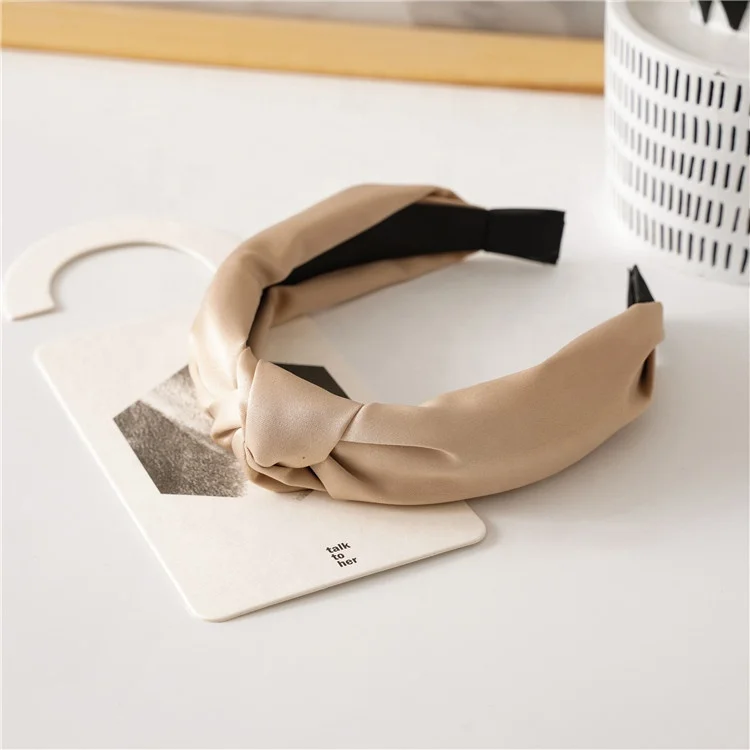 Fashion Pule Color Satin Fabric Knotted Hairband Pink Hair Accessories for Women Makeup Head Bands Wholesale Face Wash Headbands