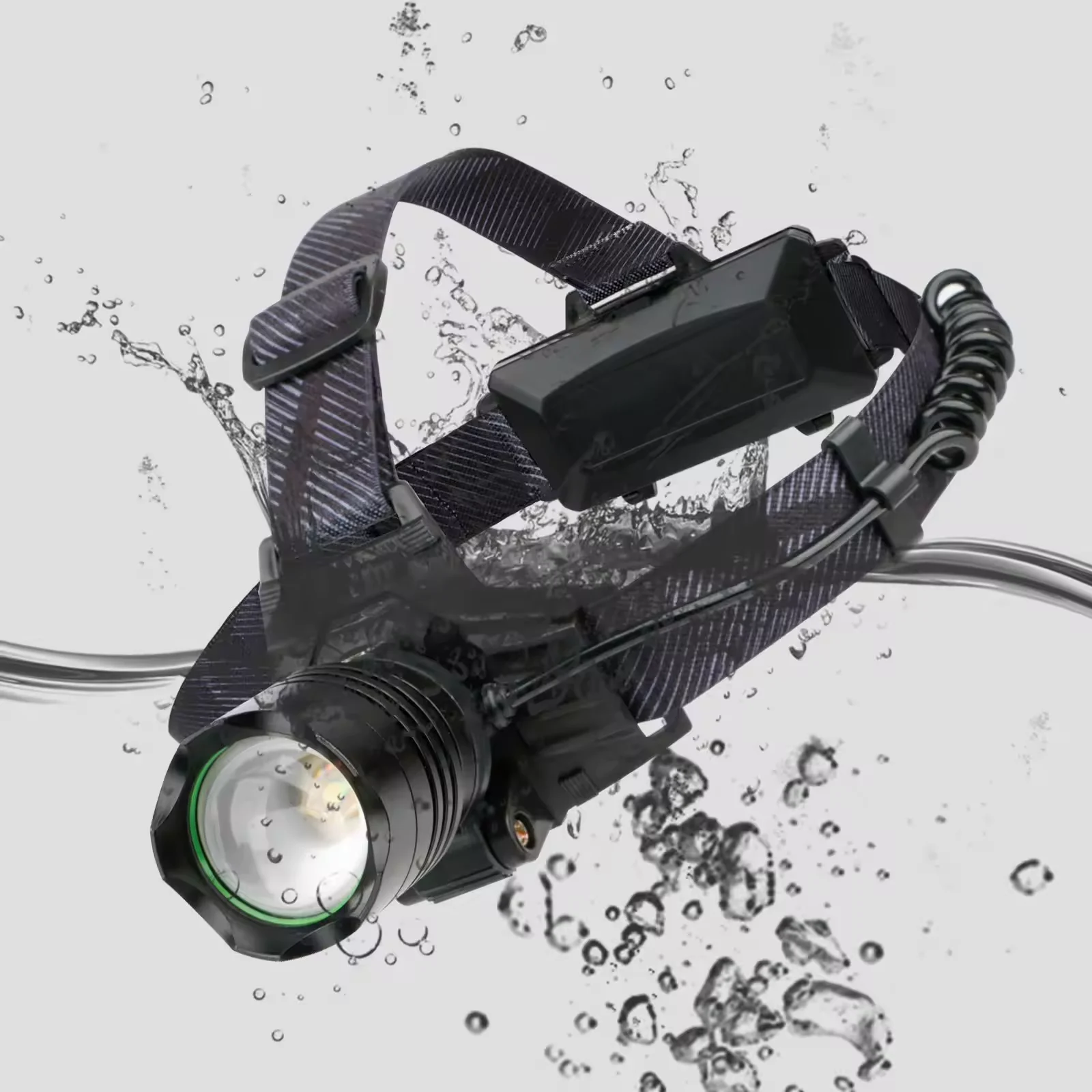 Laser Aluminum Alloy Rechargeable Zoom Headlamp with USB Rechargeable Waterproof Headlight for Outdoor Running Climbing Hunting