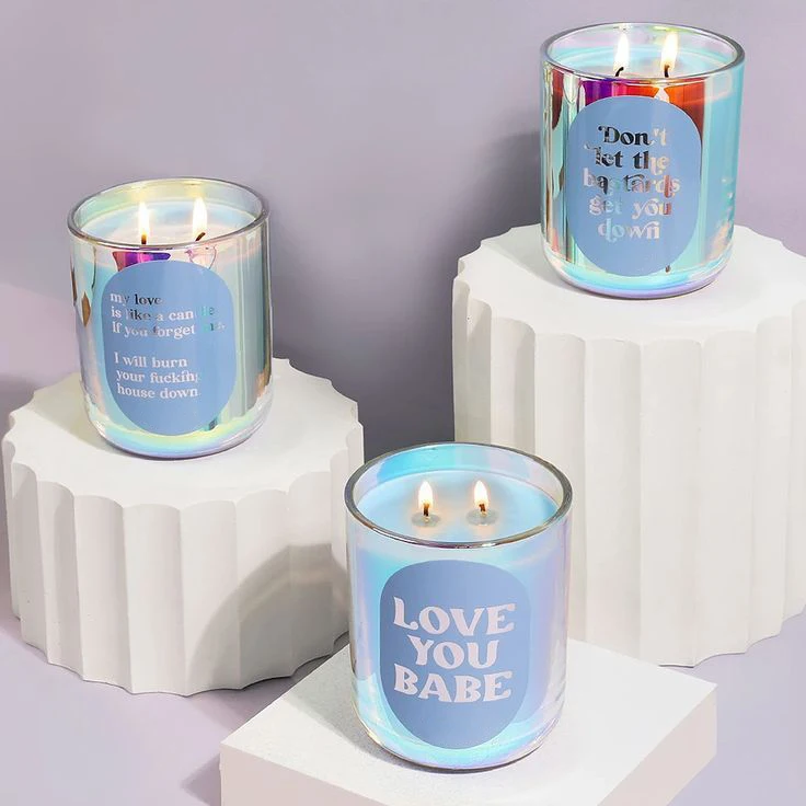 Best price 4oz 6oz 8oz 10oz luxury empty heat resistant luxury gift iridescent custom candle jar for christmas