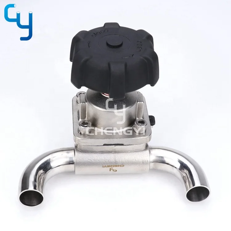 Sanitary stainless steel U type  3 way SS316L diaphragm valve